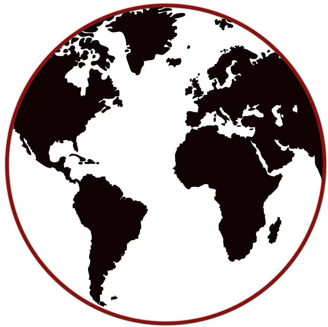 Map of the world in a red circle